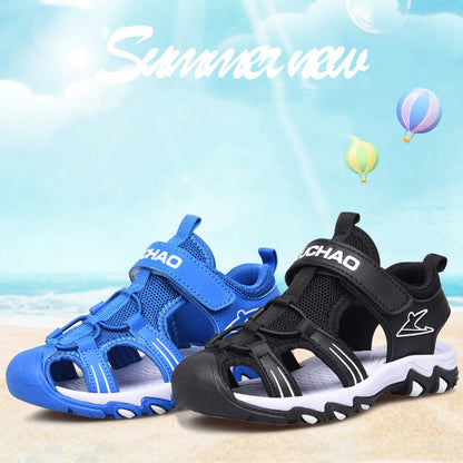 Boys Sandals Baotou Summer Soft Sole Black Children's Beach Shoes Boys Sandals Non-slip